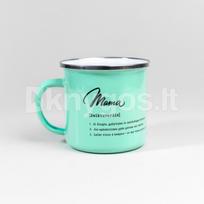 Metalinis puodelis su stilingu užrašu „Mama“, mėtinis, 300 ml