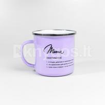 Metalinis puodelis su stilingu užrašu „Mama“, alyvinis, 300 ml