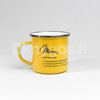 Metalinis puodelis su stilingu užrašu „Mama“, geltonas, 300 ml