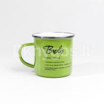 Metalinis puodelis su stilingu užrašu „Brolis“, žalias, 300 ml
