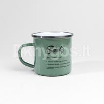 Metalinis puodelis su stilingu užrašu „Senelis“, mėtinis, 300 ml
