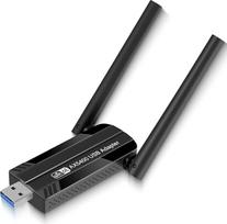 CINAMON USB WLAN atmintinė kompiuteriui, AX5400 WiFi 6E WLAN adapteris kompiuteriui, skirtas "Windows 10/11", trijų dažnių 6GHz/5GHz/2,4GHz, MU-MIMO, WPA3 WLAN antena kompiuteriui su mažu vėlavimu