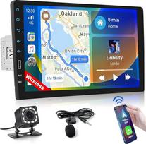 Inefala Bluetooth Car Radio 1 DIN Compatible with Carplay Android Car, 9 Inch Touchscreen Car Radio Supports Bluetooth Hands-Free Call/Mirror Link/FM Radio/USB/EQ with Reversing Camera