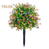 Artificial Topiary with Flowers Outdoor Fake Bushes Plants with Ground Spike UV Resistant Faux Flowers for Garden Patio Balcony Decor įvairiaspalvis