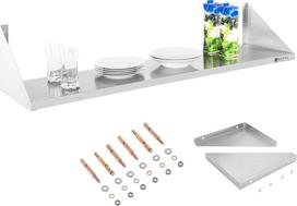 Royal Catering Sieninė nerūdijančio plieno pakabinama lentyna vienguba 120 cm