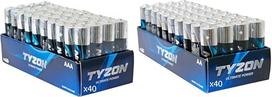 Tyzon® AAA šarminės baterijos, 40 vnt. - patvarios ir galingos & YZon® AA šarminės baterijos, 40 vnt. - patvarios ir galingos, idealiai tinka buitiniams ir elektroniniams prietaisams