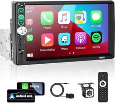 Vieno DIN "Apple CarPlay" "Android" automobilinis radijas 7 colių ekrano jutiklinis ekranas "Bluetooth" FM radijas, "Mirror Link" / USB / AUX / TF kortelės įvestis su atbulinės eigos kamera, mikrofonas, nuotolinio valdymo pultas