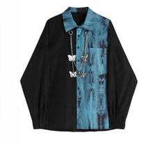 Women's Spring Long Sleeve Handsome Chain Blouse Youth Personalized Loose Tie-Dye Tops 4XL