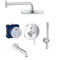 Grohe Essence New potinkinis vonios komplektas su lietaus galva, chromo spalvos