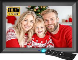 OBVHNUA Skaitmeninis nuotraukų rėmelis 10,1 colio elektroninis nuotraukų rėmelis 1280 x 800 IPS Palaiko USB arba SD kortelę (128GB) Automatinio sukimosi funkcija Nuotraukų / muzikos / vaizdo grotuvas / oras / kalendorius / žadintuvas