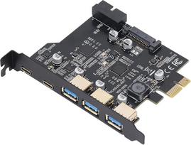 PCIe į USB 3.2 Gen 2 kortelė, 20Gb/s PCI Express išplėtimo kortelė su 3 USB prievadais ir 2 C tipo prievadais Kompiuterio vidinis USB šakotuvas, skirtas "Linux" OS X