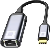 USB-C ir Ethernet adapteris, Gigabitinis RJ-45 LAN 10/100/1000Mbps, "Plug & Play", LED indikatoriai, "Realtek RTL8153" lustas, aliuminio kosminės pilkos spalvos, suderinamas su "MacBook", kompiuteriu, televizoriaus dėžute (USB-C)