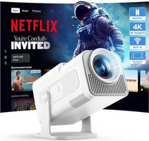 WOLFANG 4K mini projektorius su oficialia "Netflix" paslauga, 5G WiFi 6 išmanusis projektorius su "Bluetooth 5.0", 180° kampu įstrižainės Heimkino projektorius su automatiniu vertikaliniu koregavimu, 50 % priartinimu, HiFi-Audio