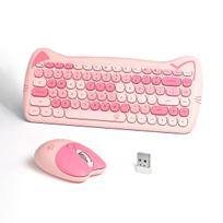Mofii Cat 2.4g Belaidė Klaviatūros ir Pelės Rinkinys Mielos Lūpdažio Punk Klaviatūros ir Pelės Kombinacijos Nešiojamam Kompiuteriui PC Namų Biurui rožinė