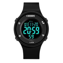 LED sportinis laikrodis vyrams, prabangus skaitmeninis riešinis laikrodis, chronometras, šviečiantis, su data, savaitės diena, originalus vandeniui atsparus laikrodis juoda