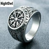 Šaunus vyriškas Nordic Viking Rūna Vegvisir Kompaso Žiedas Nerūdijančio Plieno Dydis 7-15 10 white
