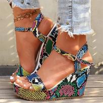 Women's Summer Luxury Designer Ladies Platform Sandals Fashion Colorful Print Wedges High Heels Sandals Casual Party Shoes Woman 35