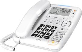 "Alcatel TMAX 70" - laidinis fiksuotojo ryšio telefonas senjorams - didelis ekranas - dideli mygtukai - laisvų rankų funkcija - garso stiprinimas - skambučio užraktas - ypač garsus skambėjimo signalas - baltas