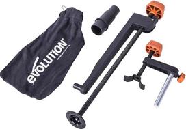 "Evolution Power Tools R255SMS" įstrižojo pjūklo priedų paketas su 2 spaustukais, dulkių maišeliu ir siurbimo adapteriu 255 mm