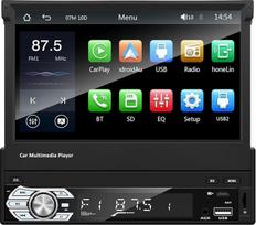 EZoneTronics 7 colių "Carplay" "Android" automobilinis radijo imtuvas "Flip 1DIN Car Stereo" Groti telefono muziką per FM radiją "Bluetooth" MP5 grotuvas su USB/SD vairo valdymu