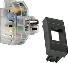 FANTON 82893-32 USB A+C 2,4 A integruota keystone jungtis, kartu su koviniu adapteriu su plokštelėmis ir laikikliais Bticino Living Light/International
