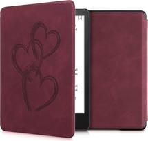 kwmobile dėklas, suderinamas su "Amazon Kindle Paperwhite" (11th Gen - 2021) - dirbtinės odos elektroninės skaityklės dėklas - Brush Hearts Dark Red