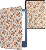 kwmobile Flip Case Compatible with Amazon Kindle (2022/2024) Case - eReader Case - Yellow Flowers Yellow Green Beige