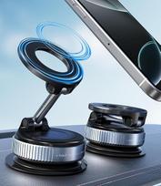 Magnetinis automobilinis mobiliojo telefono laikiklis su siurbtuku [360° pasukamas ir sulankstomas], metalinis automobilinis laikiklis, suderinamas su "MagSafe iPhone", skirtas priekiniam stiklui/stiklui/bet kokiam lygiam paviršiui, juodas