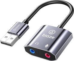 "Biaze" USB garso kortelė USB - 3,5 mm lizdo adapteris Dual Aux Stereo ausinių mikrofonas Išorinė garso kortelė, skirta "Windows Mac Linux", PS4, PS5, "Switch" (Y65)