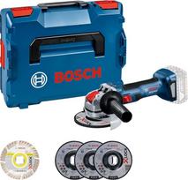 "Bosch Professional" 18 V sistemos akumuliatorinis kampinis šlifuoklis GWX 18V-7 (disko skersmuo 125 mm, su X-LOCK priedu, 5 dalių pjovimo ir šlifavimo diskų rinkinys, "L-Box" dėžutėje) - išskirtinis "Amazon" rinkinys
