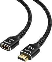HDMI 2.0 ilgintuvas (7,5 metro), HDMI vyriškasis ir moteriškasis 4K @ 60Hz, HDMI kabelis, pintas nailoninis HDMI ilgintuvas, suderinamas su TV Stick, HDTV, PS5, PS4, Xbox, Full HD, 3D, ARC, HDR, juodas