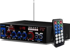 Mini "Bluetooth 5.0" stiprintuvas, maksimalios galios 800 W stiprintuvas "HiFi Stereo" su maišytuvu Belaidis galios stiprintuvas 2.1 kanalo 30 W + 30 W su USB / SD kortelės / mikrofono įvestimi / FM namams arba automobiliui
