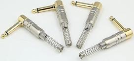 RHINORO 4 pakuotės aukščiausios kokybės kampinis stačiakampis 6,35 mm metalinis monofoninis kištukas ir apsauga nuo įtempimo, skirtas gitaros garsiakalbiui, instrumentui, lituokliui, telefono galo jungčiai