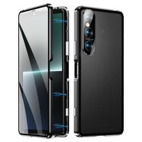 Sony Xperia 1 VI HD Magnetinis Metalinis Grūdinto Stiklo Telefono Dėklas For Sony Xperia 1 VI juoda