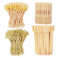 500Pcs Cocktail Picks Set 4 Styles & 3 Sizes Long Bamboo Skewers for Appetizers Drink Dessert Picks Decorative Wooden Sticks for Party Supplies