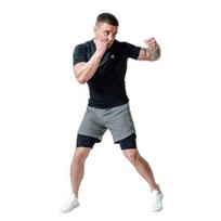 MMA šortai T16 2-in-1, pilki/juodi