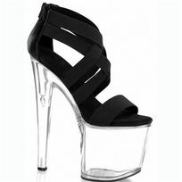 20CM Sexy Women Pole Dance Shoes Pumps Party Club Platform High-heeled Shoes Summer Peep Toe Sandals 35 black