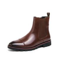 Luxury Brand Sharp Pointed Chelsea Men's Boots Low Heeled Business Formal Leather Boots High Quality Mens High Top Leather Shoes 38 ruda