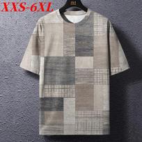 XXS-6XL Dydžio Retro Vyriški Marškinėliai Su Languotu Raštu Vasariniai O Kaklo Trumpomis Rankovėmis Marškinėliai Per Dydį Viršutiniai Drabužiai Vyrams Mados Drabužiai XXS