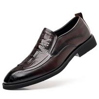 Aukštos kokybės krokodilo rašto vyriški patogūs odiniai slip-on verslo batai Klasikiniai universalūs vyriški žemakulniai mokasinai 38 ruda