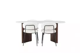 Grönvik valgomojo stalas 180*75 - Mocca / beveik baltas Concretelook MDF + Chico valgomojo kėdė - juoda / balta Boucle _4