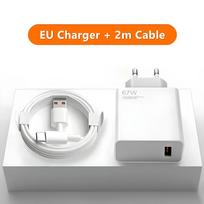 6A 67W itin greitas C tipo įkroviklis USB laidas, skirtas Xiaomi, skirtas Redmi, skirtas POCO EU Plug - 2m Cable balta
