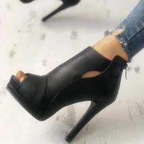 Seksualūs Super Aukštakulniai Batai Moteriškos Atvirais Pirštais Basutės Mada 2024 Šventiniai Rudens Batai Aukštakulniai Nauji Elegantiški Moteriški Zapatos 36 juoda