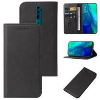 Magnetiniu užsegimu odinis telefono dėklas, skirtas OPPO Reno 10x Zoom For OPPO Reno 10x Zoom juoda