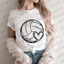 Volleyball Heart Shirt for Women Clothing Short Sleeve Women's T-shirts Volleyball Team Tshirt Volleyball Lover Game Day Shirt XL