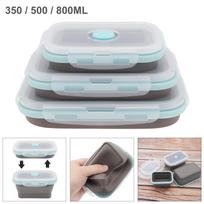 3pcs Rectangular Foldable Silicone Lunch Box, Portable Bento Box 350/500/800ML