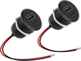 "CamperXlite" 12 V USB kištukinis lizdas priekabai QC 3.0 ir PD 3.0, aliumininis jachtos USB lizdas, skirtas greitajam įkrovikliui priekabai, priekabai, furgonui, sunkvežimiui, valčiai (2 vnt.)