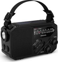 Philips TAR1609 FM/AM-Kofferradio mit internem aufladbarem Akku, AAA-Batterie und Kurbel für Reservestrom, Solarzelle, integrierte LED-Leuchte und Taschenlampe zum Zelten, Wandern und bei Stromausfall