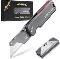 WORKPRO Universalus sulankstomasis peilis Kilimų pjaustymo peilis Utility Knife Pagamintas iš titano CNC Unibody Lengva aliuminio rankena Pridedama 10 papildomų ašmenų