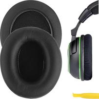 "Geekria" pakaitinis ausų kilimėlis, tinka "Turtle Beach Ear Force Stealth 500X", "Call of Duty Black Ops II KILO", "Tango", "Ghosts" žaidimų ausinių ausinių kilimėliui / ausų pagalvėlei / ausų kilimėlių remonto dalims (ovali juoda PU)